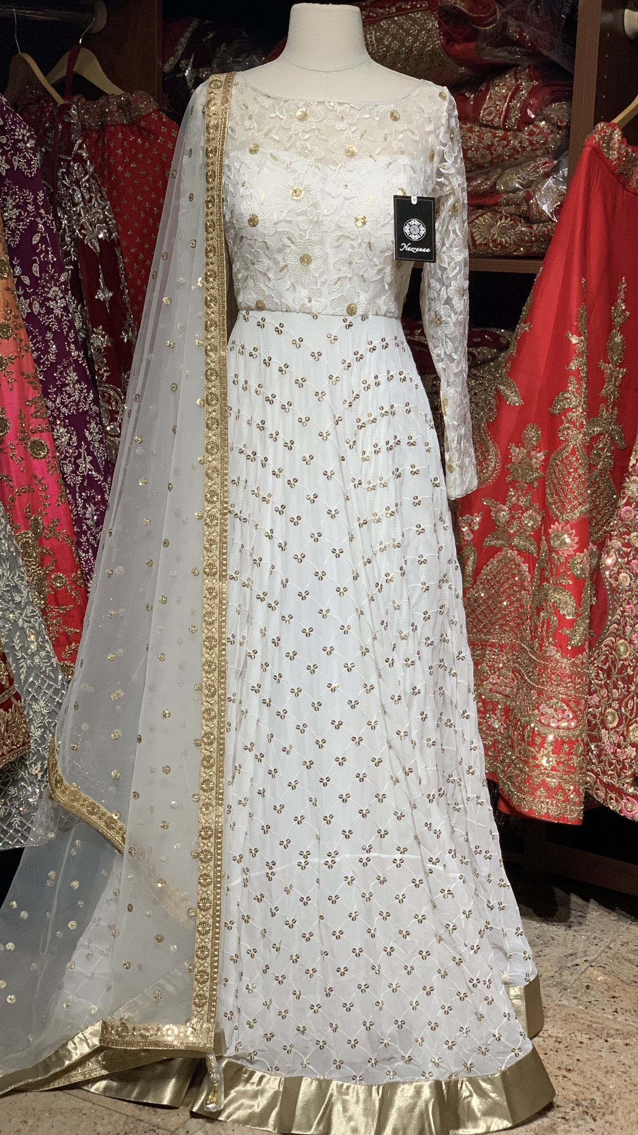 White Size 38 Lace Anarkali