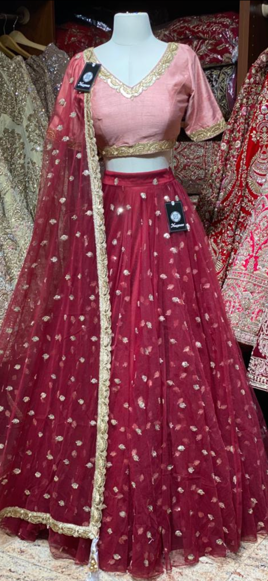 Crimson Red Bridesmaids Lehenga BML-002