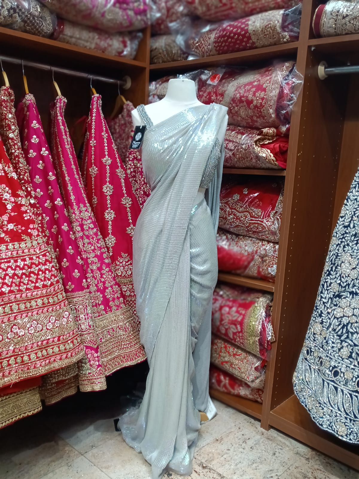 Shimmering Silver Saree PWS-137