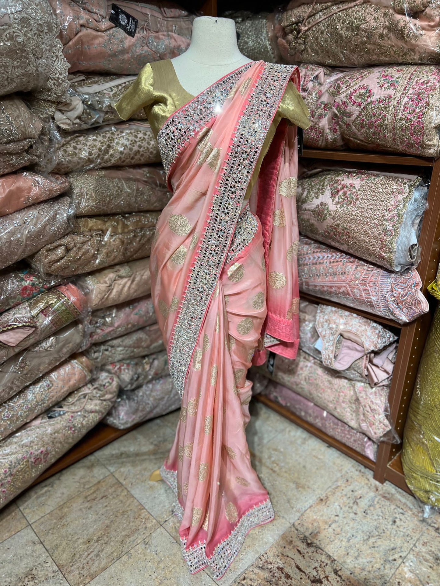 Coral Peach Saree PWS-184