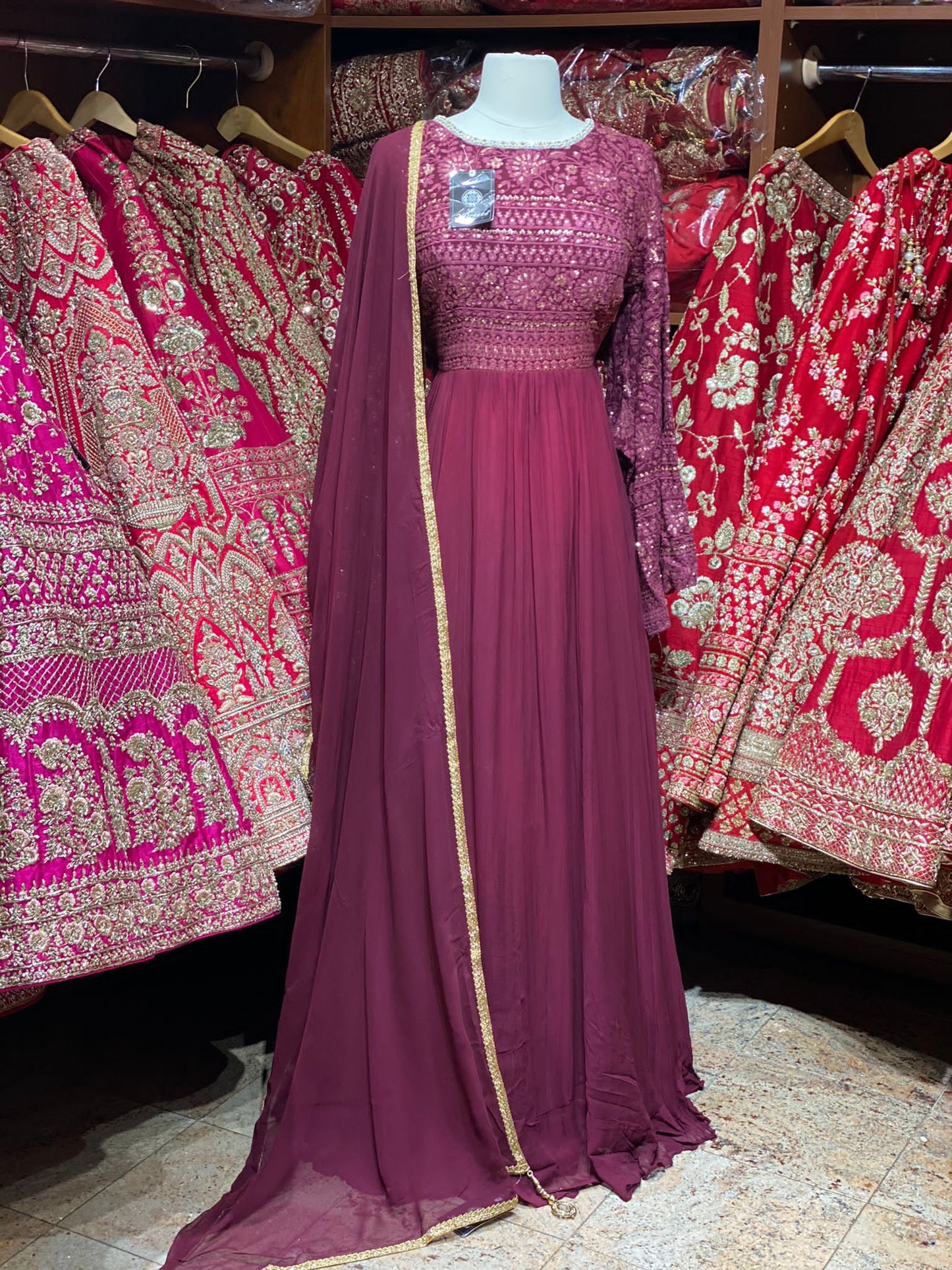 Claret Red Anarkali PWA-045