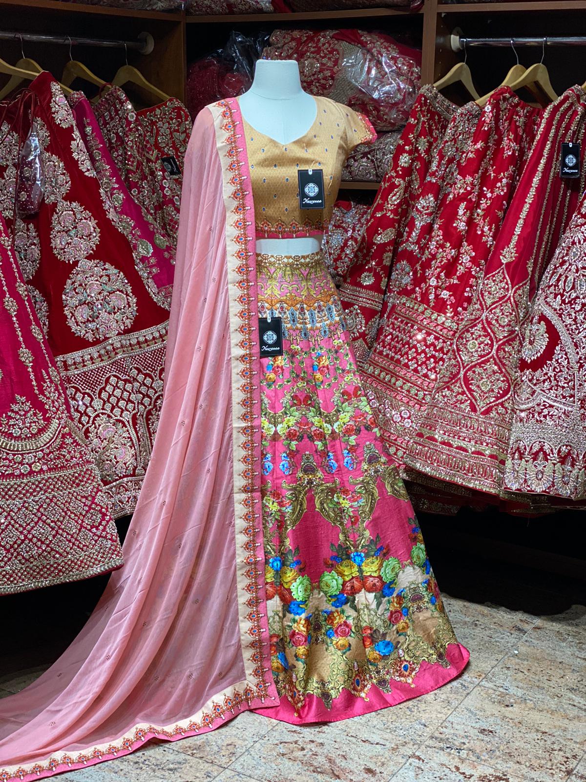 Watermelon Pink Party Wear Lehenga PWL-114