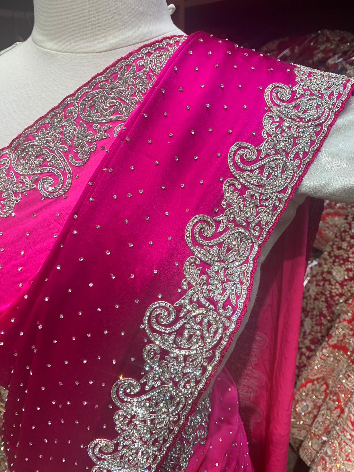 Ombré Hot Pink Saree PWS-074