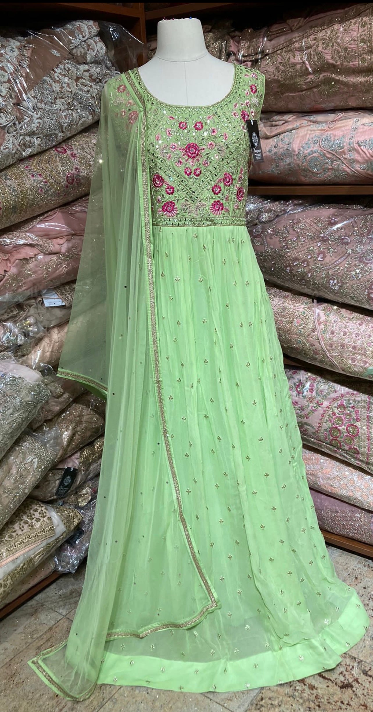 Pastel Green Anarkali PWA-136