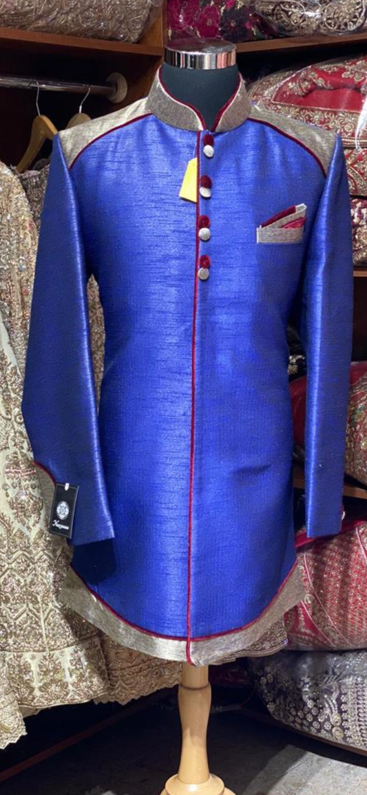 Royal Blue Raw Silk Size 44 Sherwani