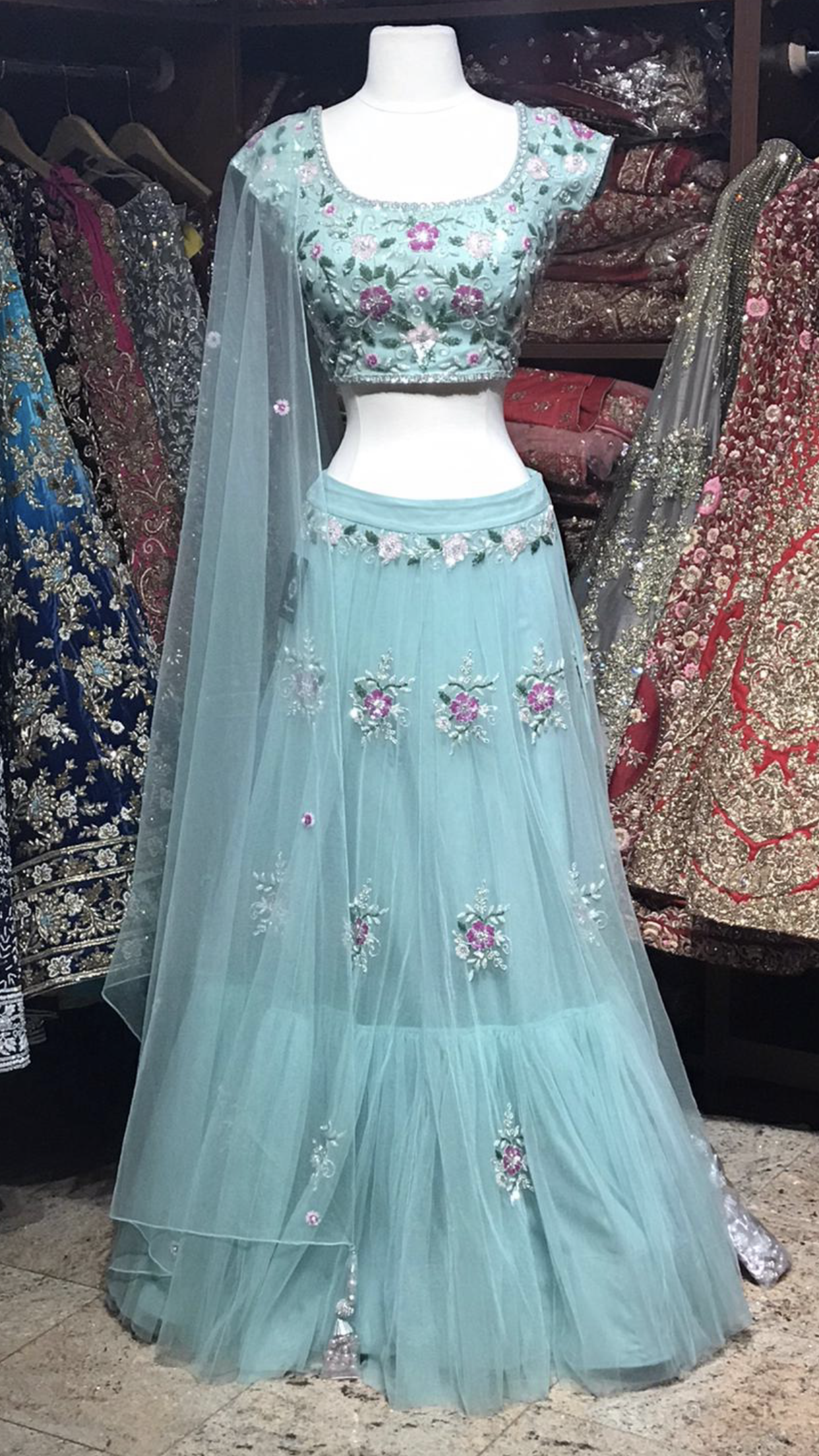 The Blooming Blue Lehenga-PW37