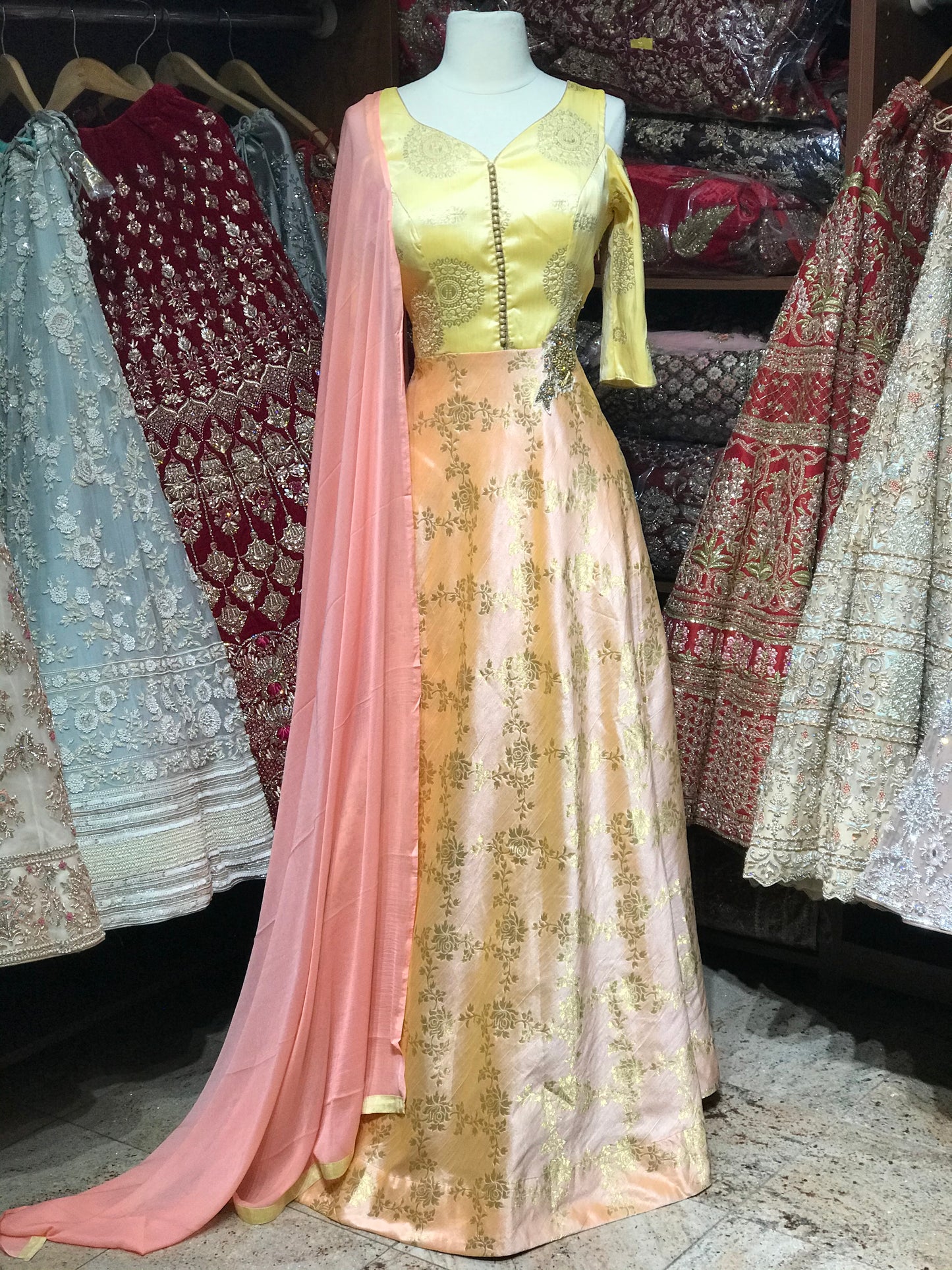 Yellow Peach XXL Anarkali