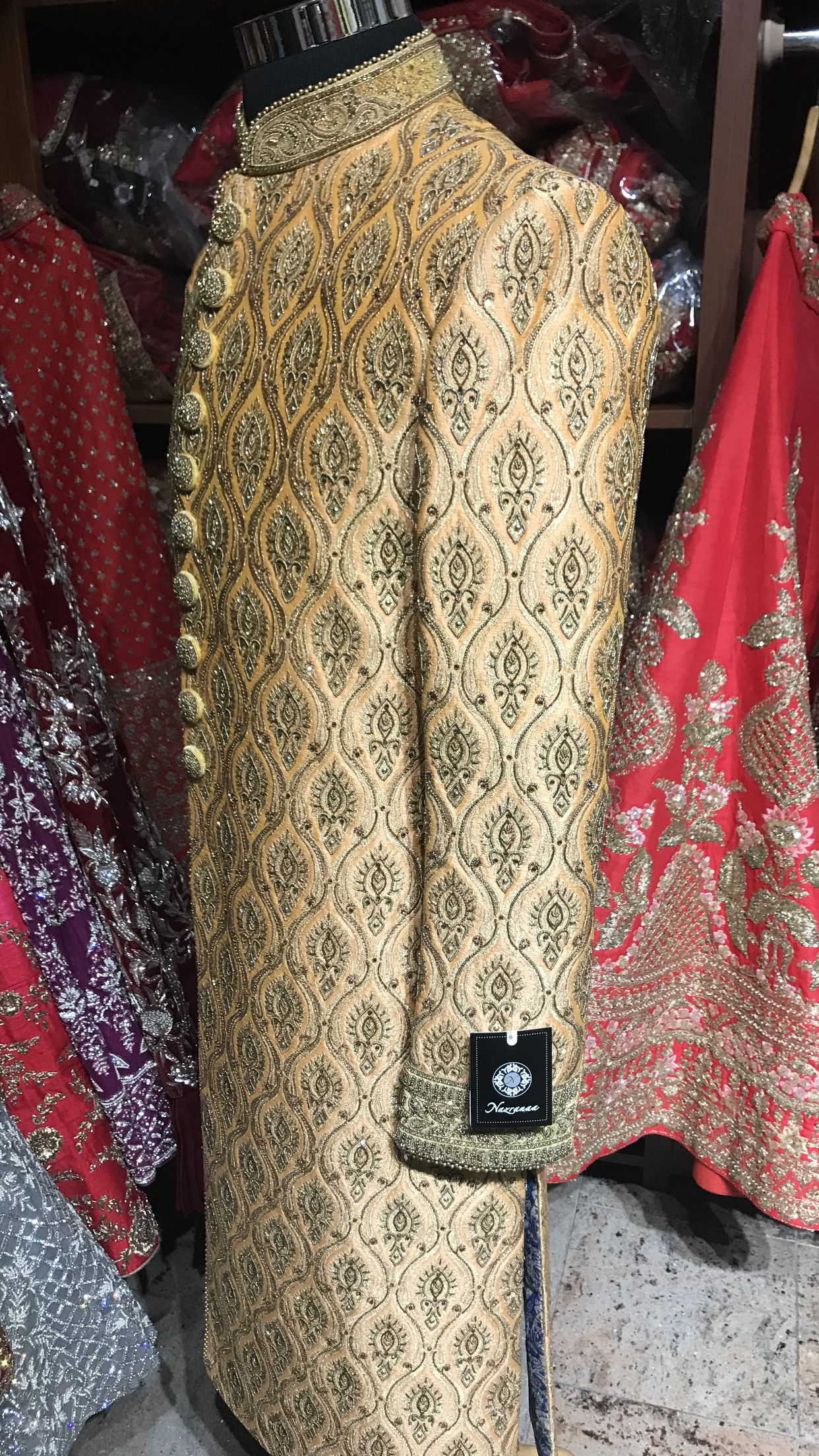 Peach Brocade Sherwani