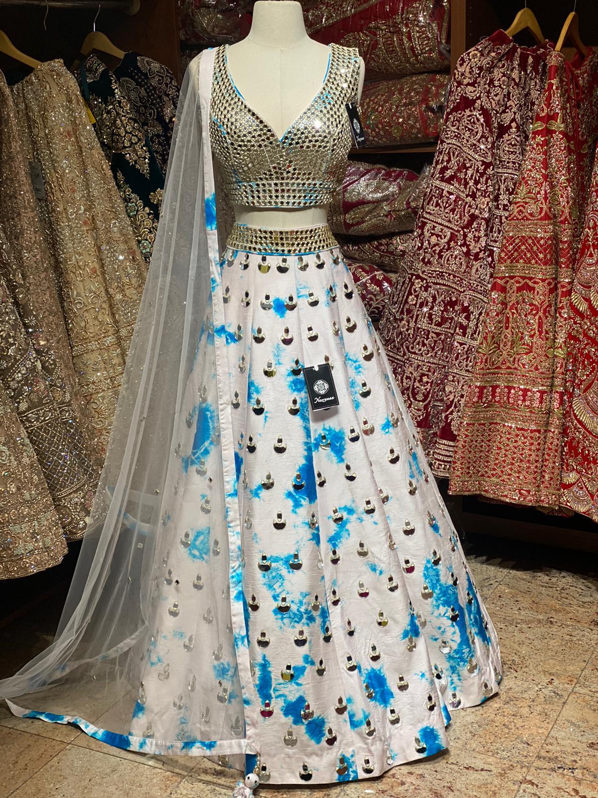 Shibori Blue Party Wear Lehenga PWL-059