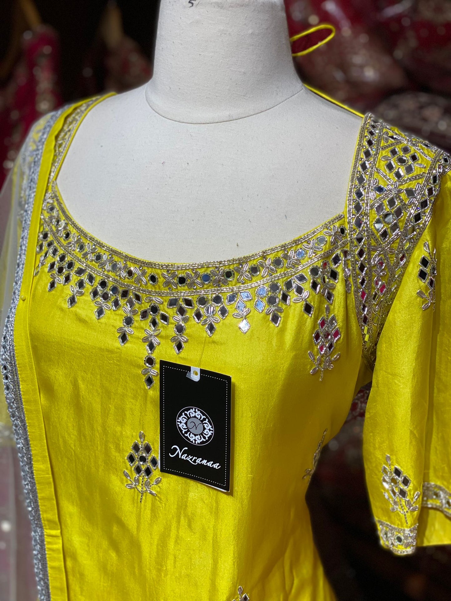 Neon Yellow Party Wear Suit Collection PWS-091