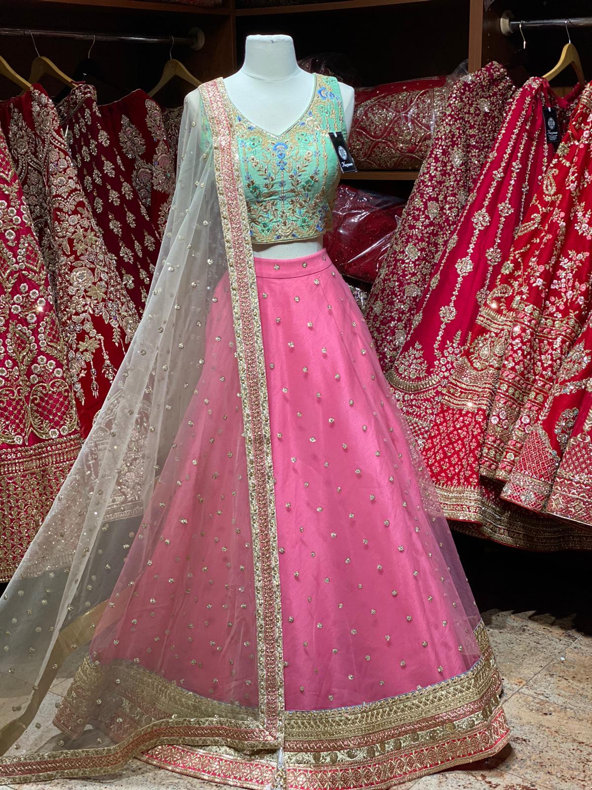 Flamingo Pink Party Wear Lehenga PWL-140