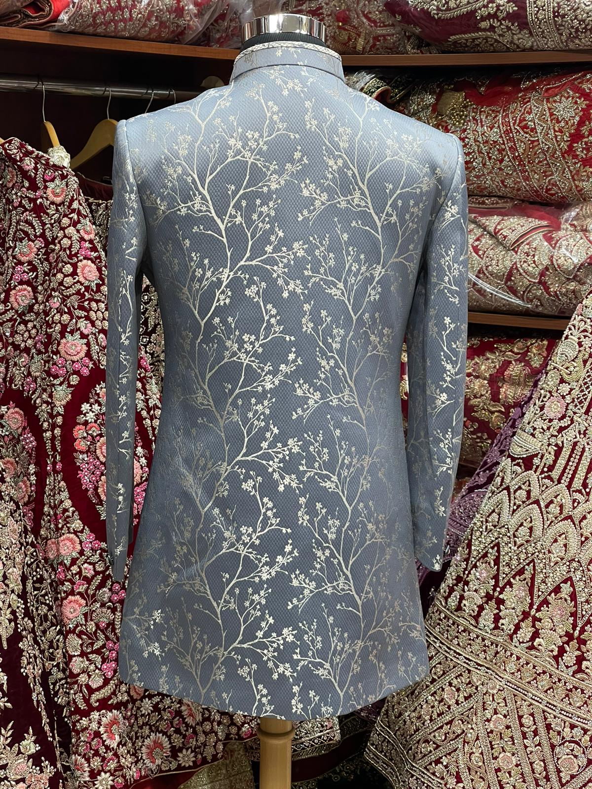 Taupe Grey Indo Western Sherwani- S1303