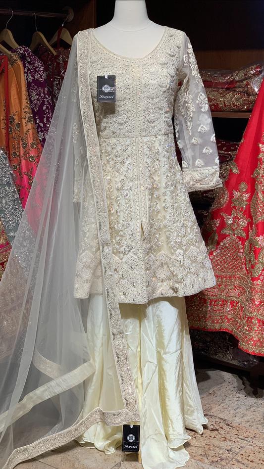 Ivory Size 38 Peplum Gharara