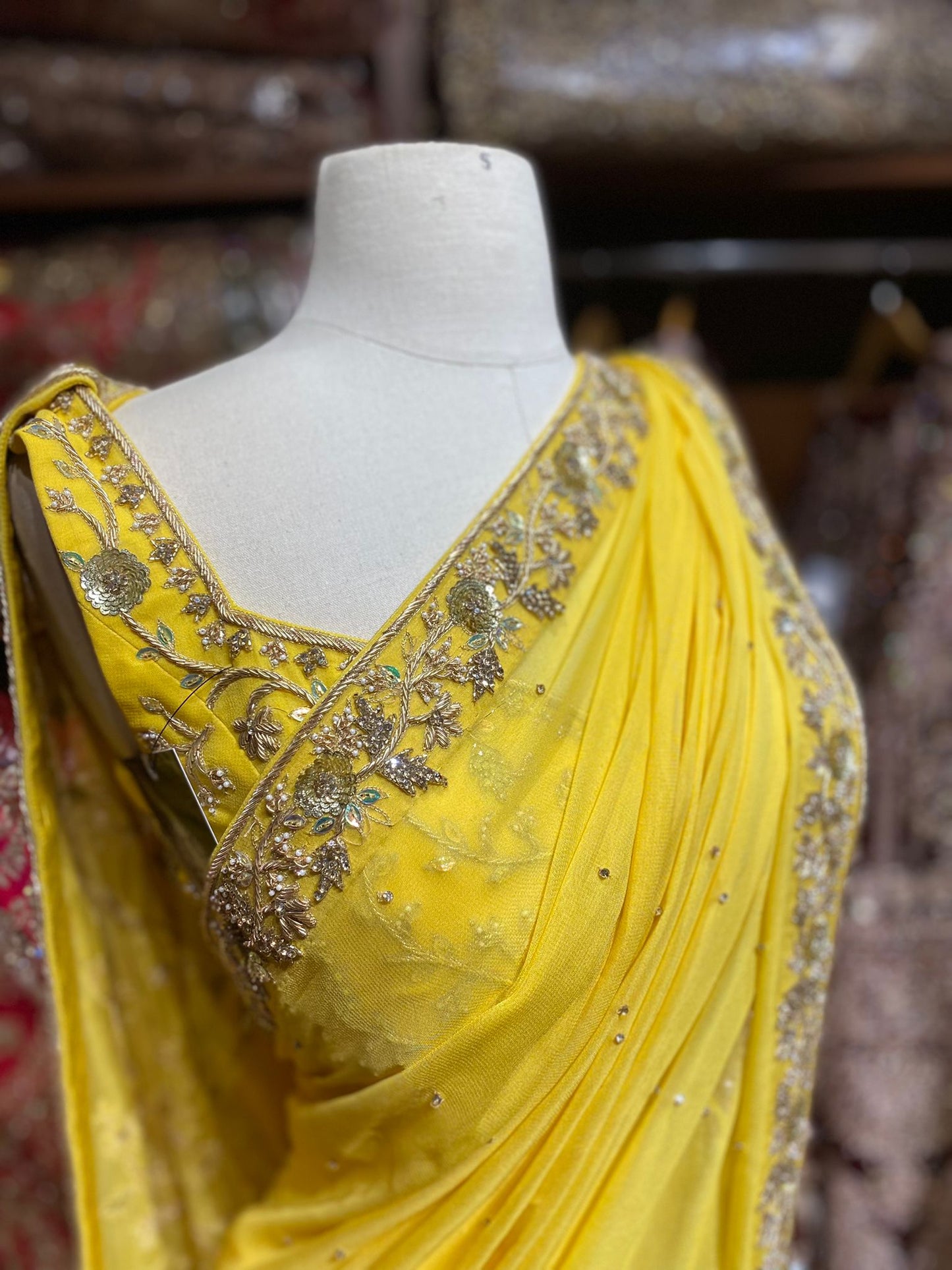 Canary Yellow Saree PWS-129