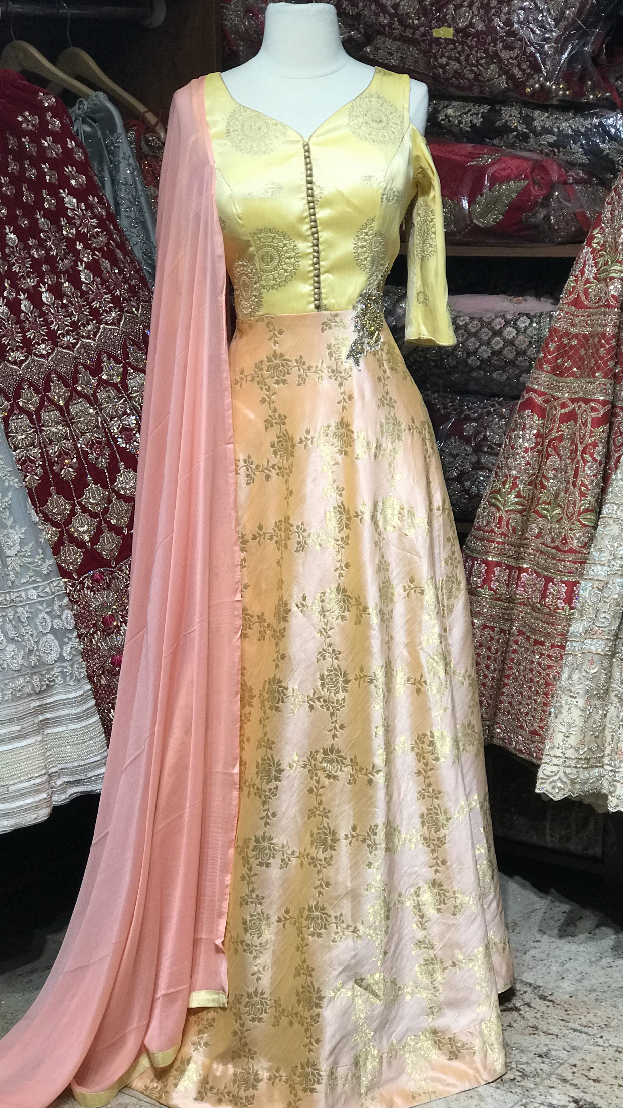 Yellow Peach XXL Anarkali