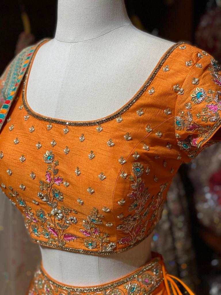 Tangerine Orange Party Wear Lehenga PWL-094