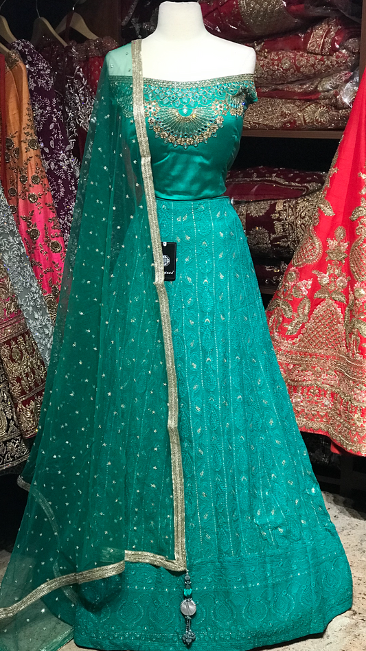 Teal Size 42 Lucknowi Lehenga