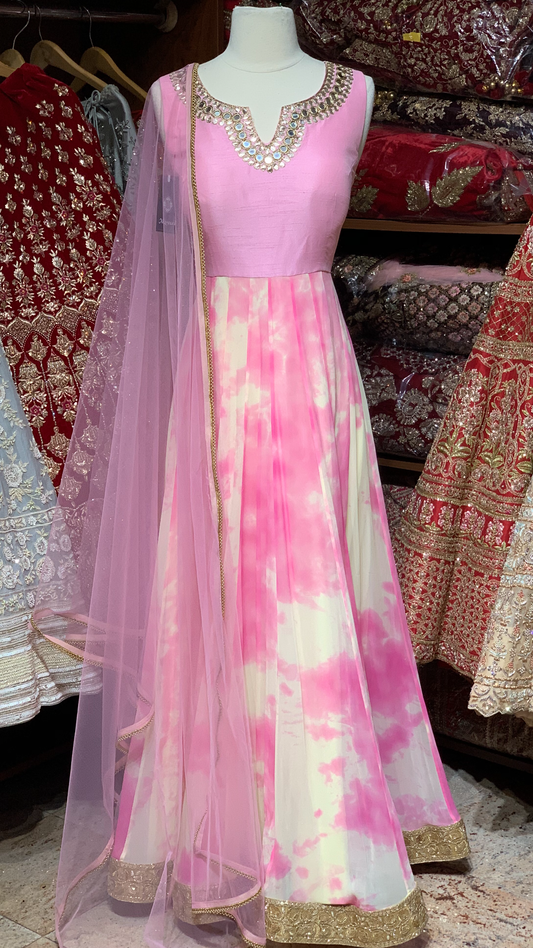 Pink Tie-Dye Size 38 Anarkali