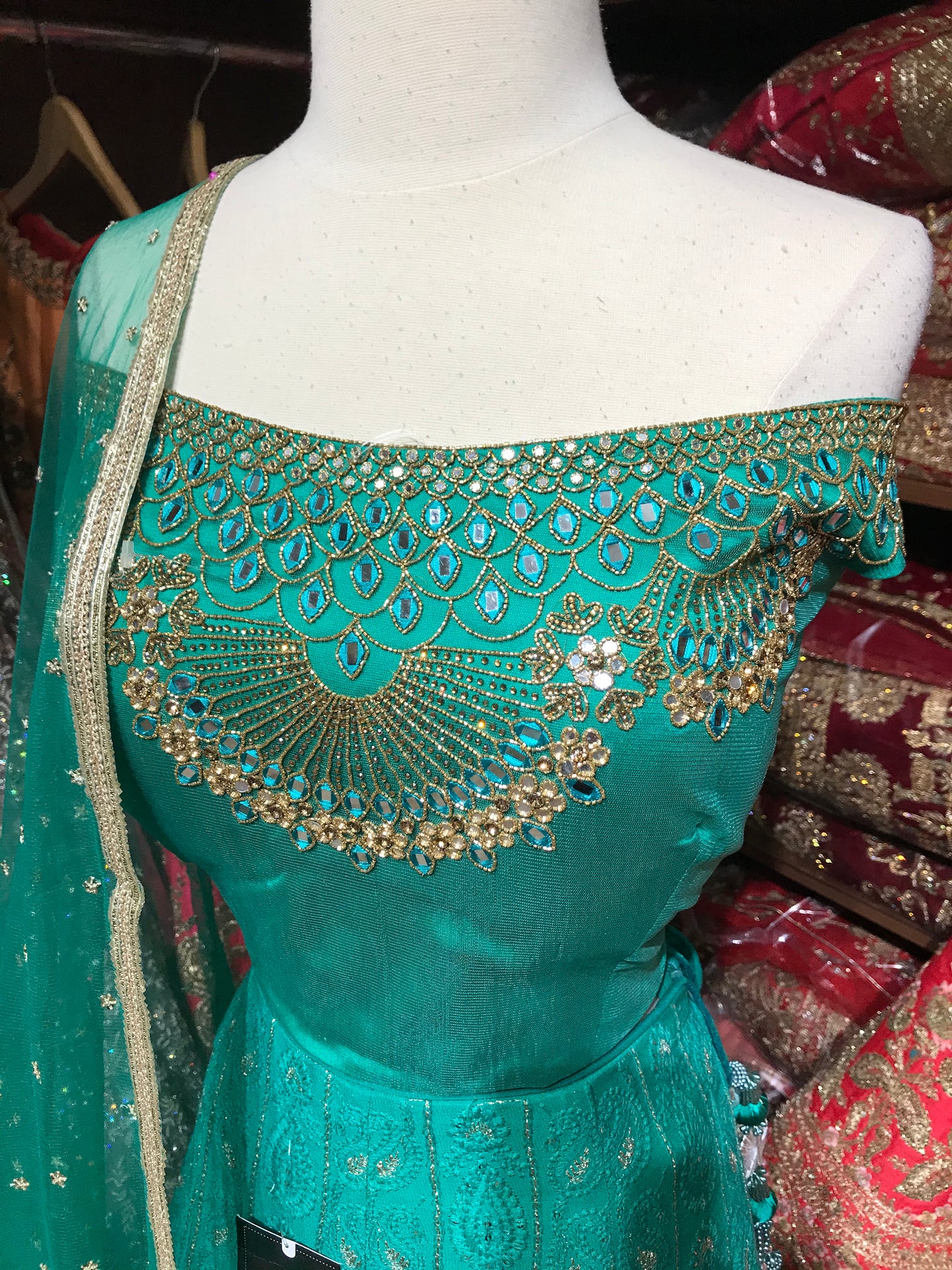 Teal Size 42 Lucknowi Lehenga