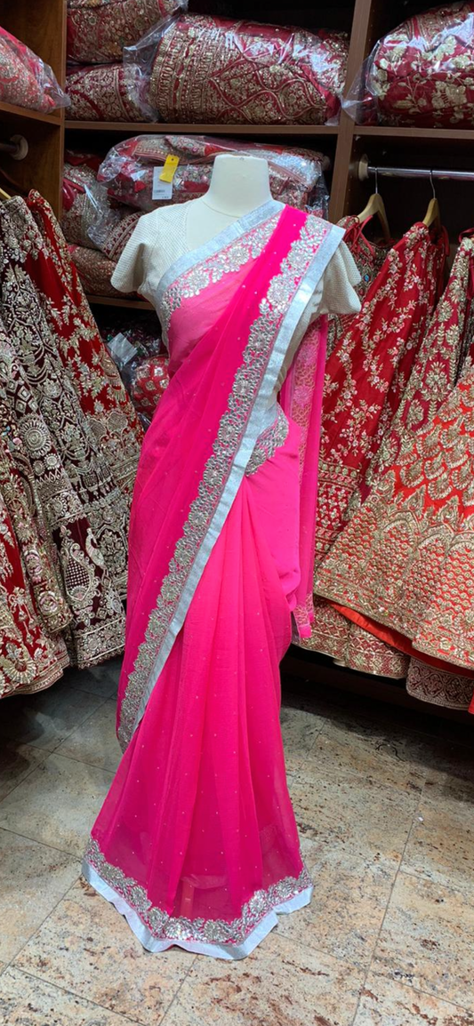 Neon Pink Saree PWS-062