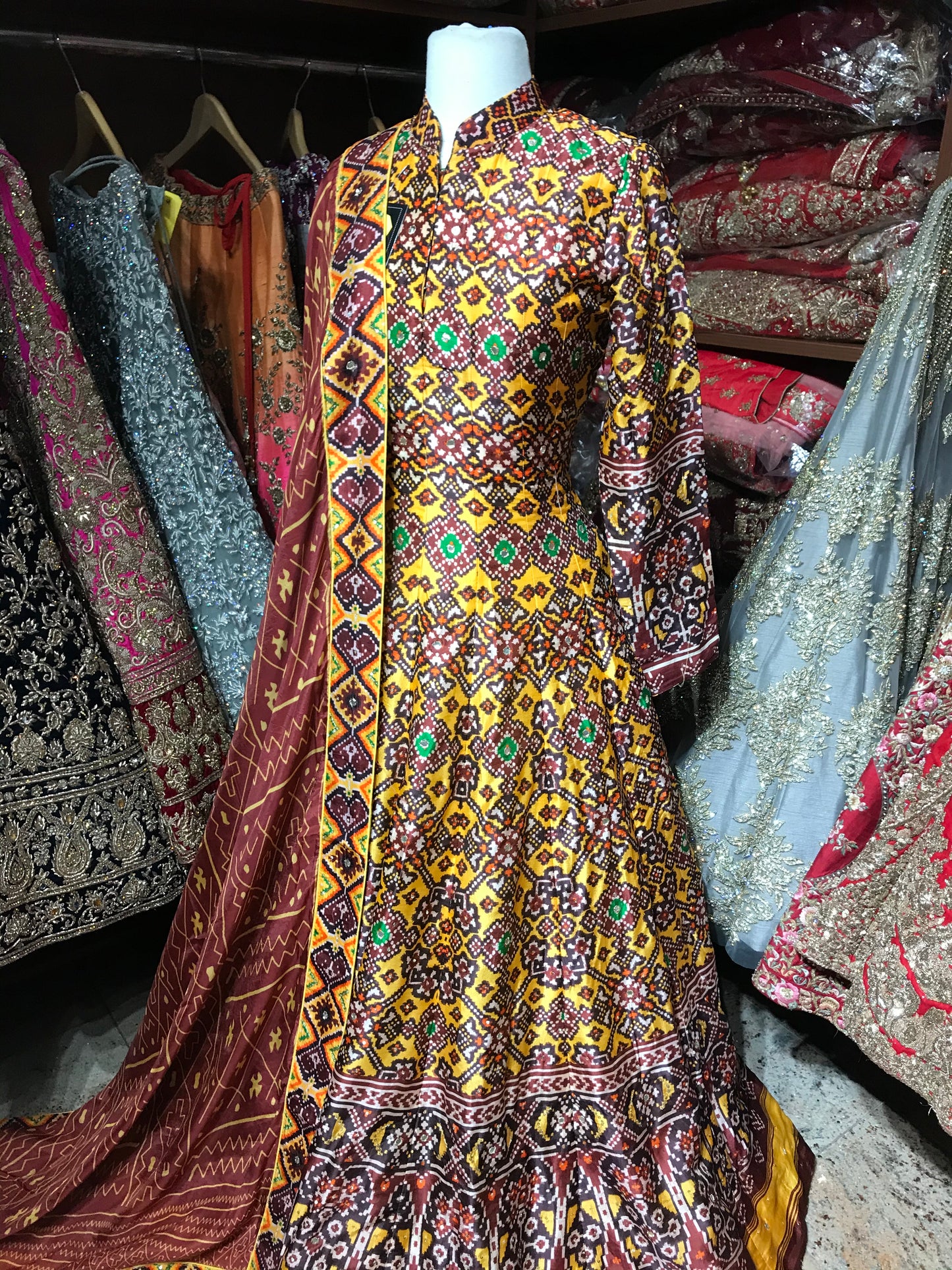 Yellow Size 38 Patola Anarkali