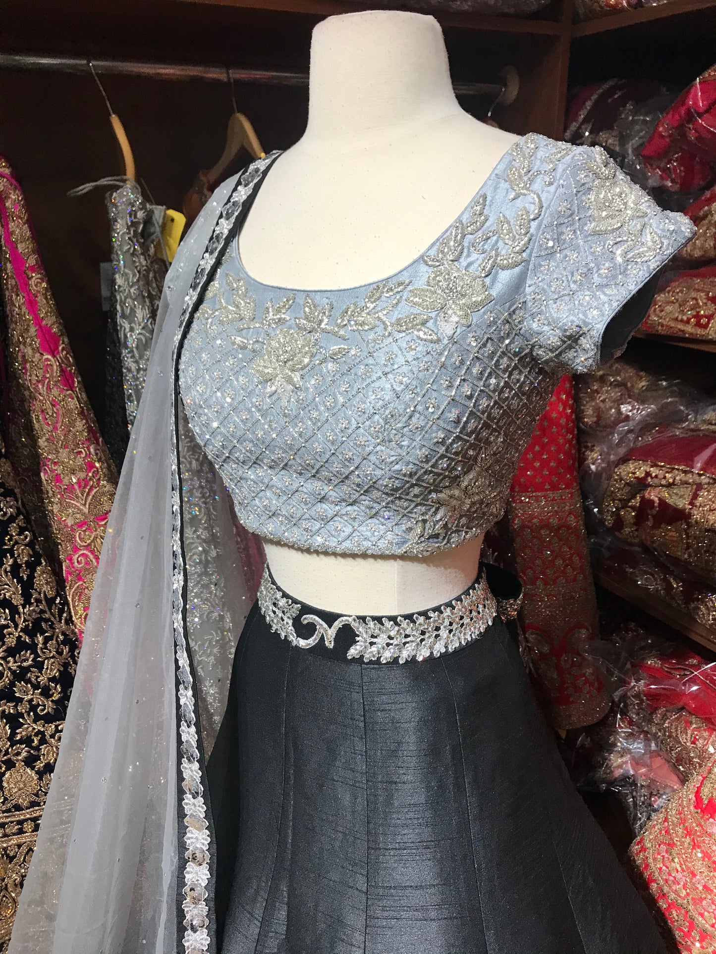 Black Grey Size 38 Lehenga