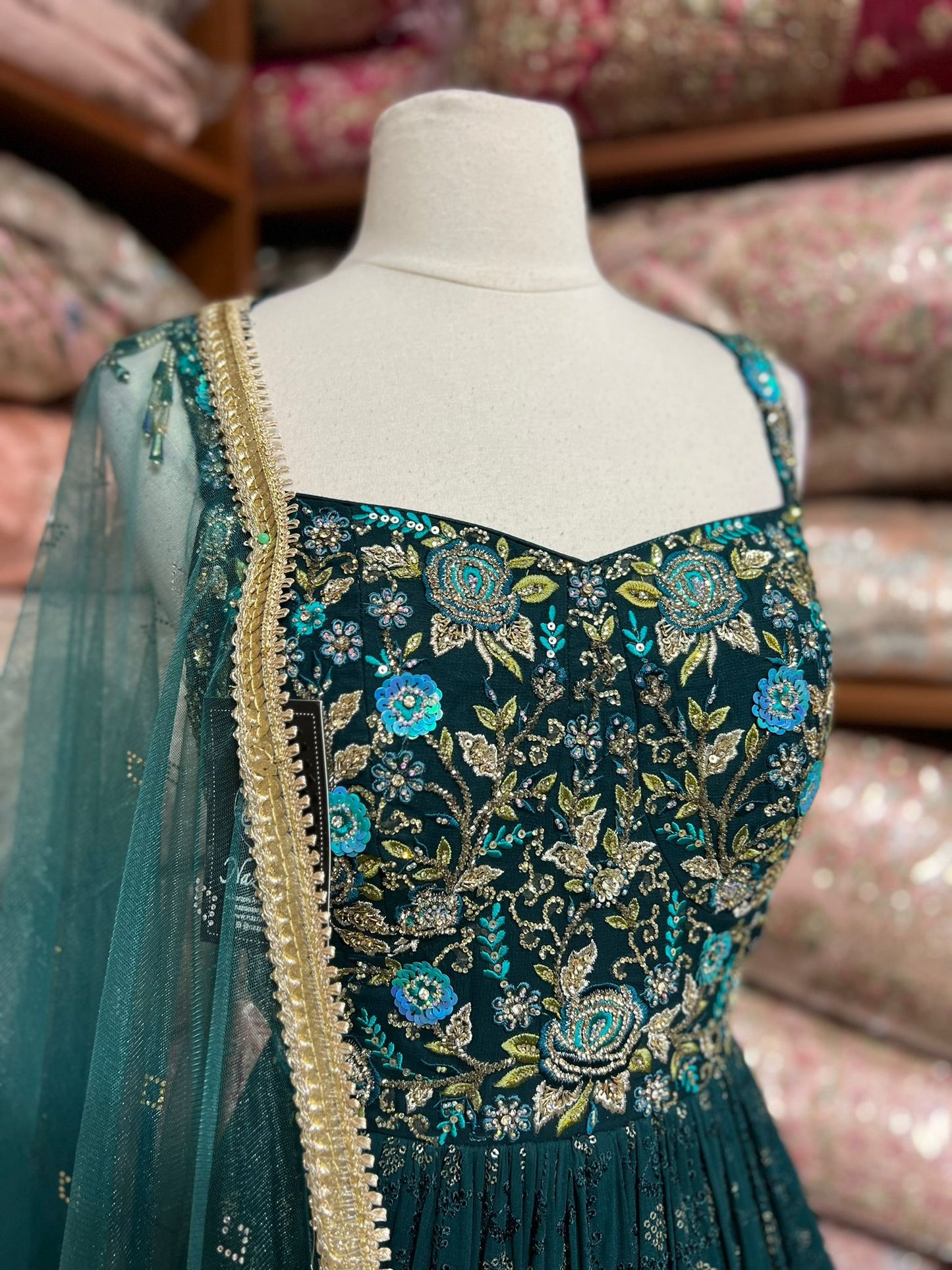 Midnight Green Anarkali PWA-139