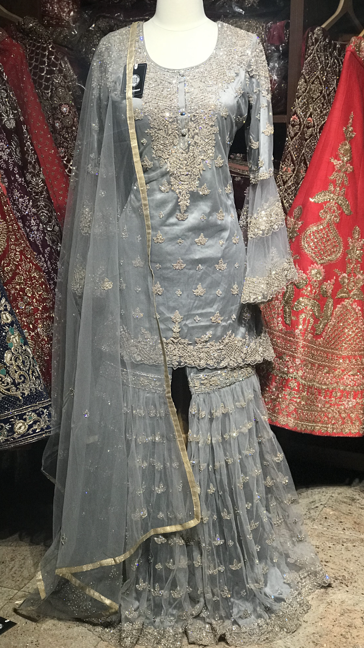 Grey Size 38 High Low Gharara