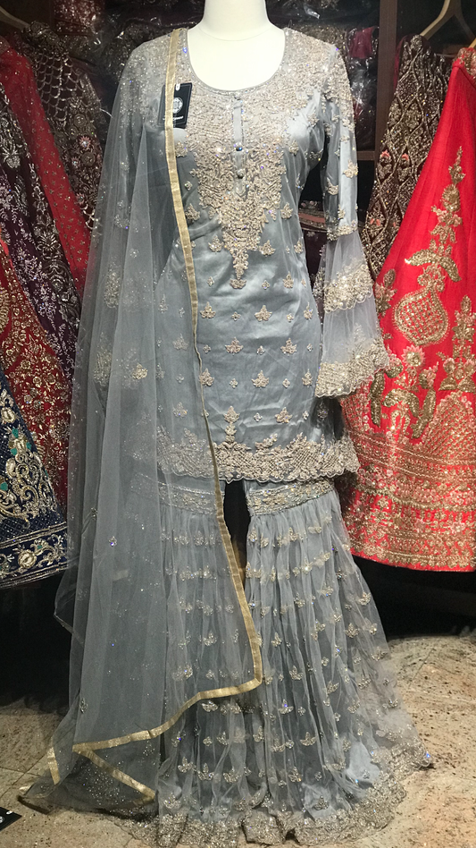 Grey Size 38 High Low Gharara