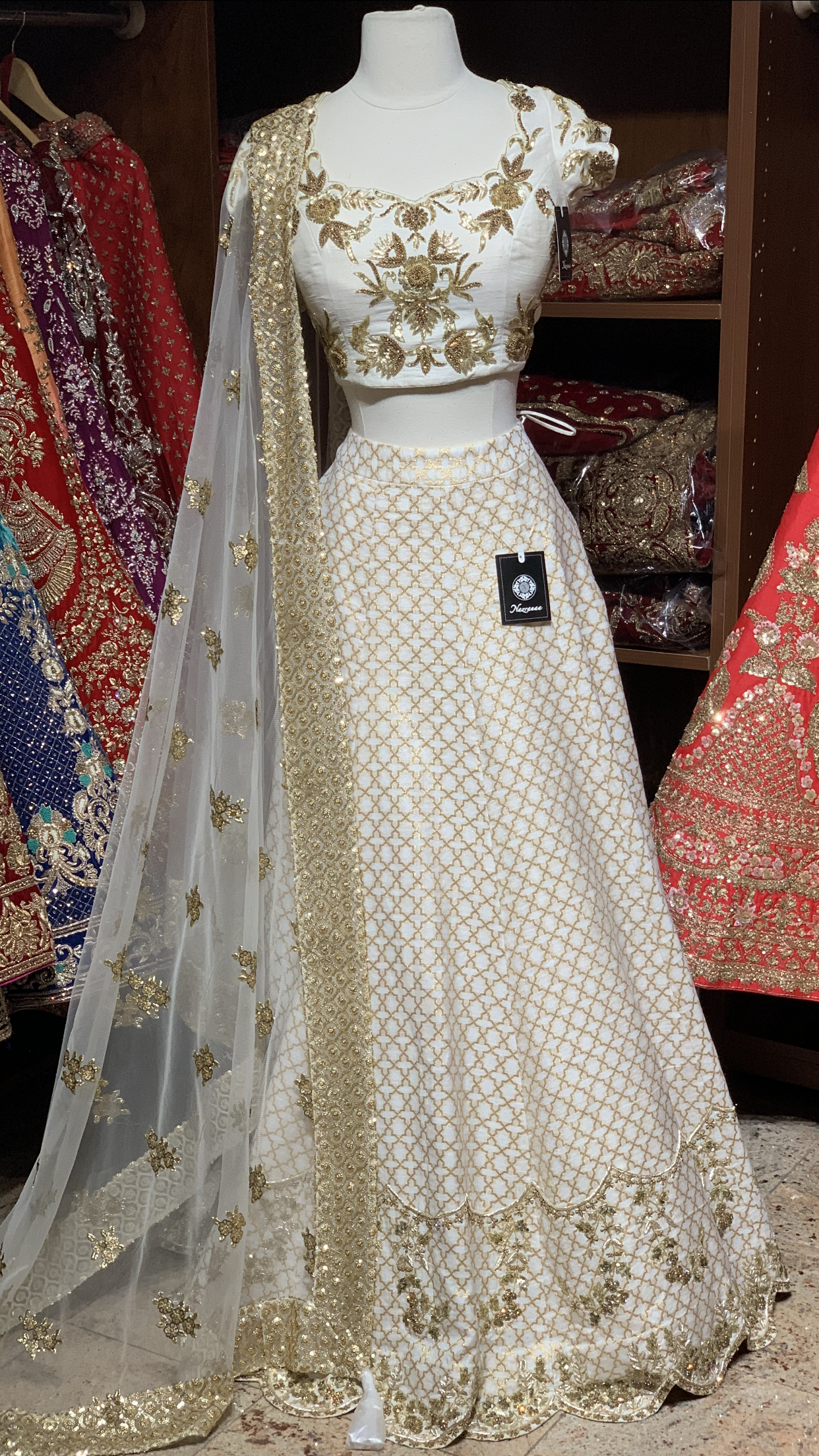 Ivory Size 38 Brocade Lehenga