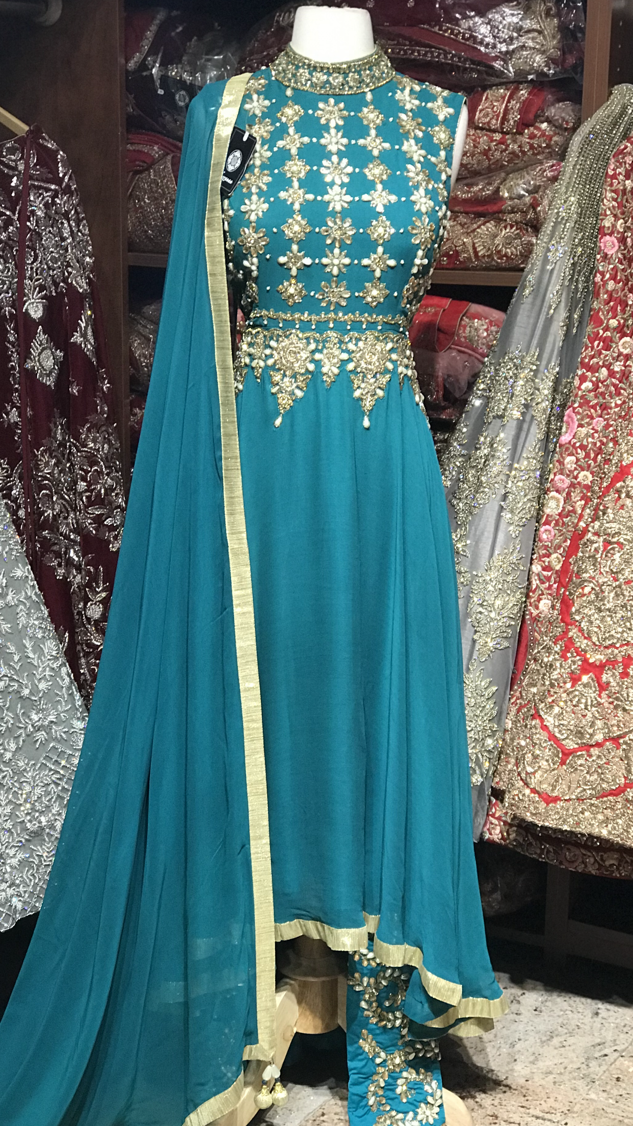 Teal Size 38 Georgette Anarkali