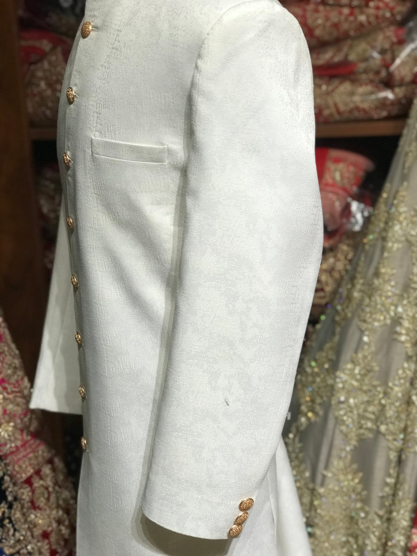 White Brocade Sherwani