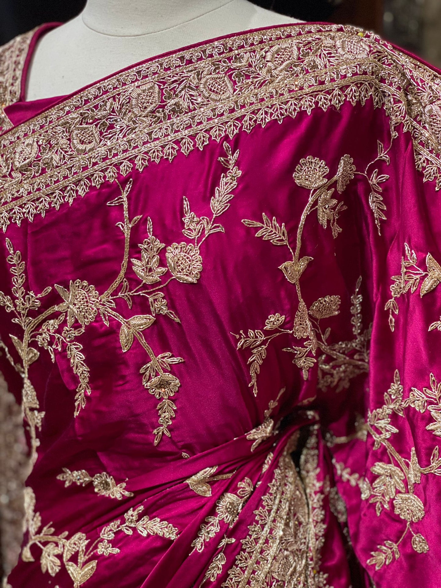 Hot Pink Saree PWS-176