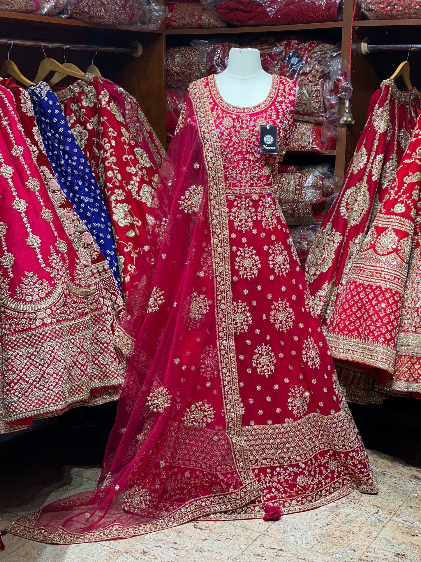 Carmine Red Anarkali PWA-050