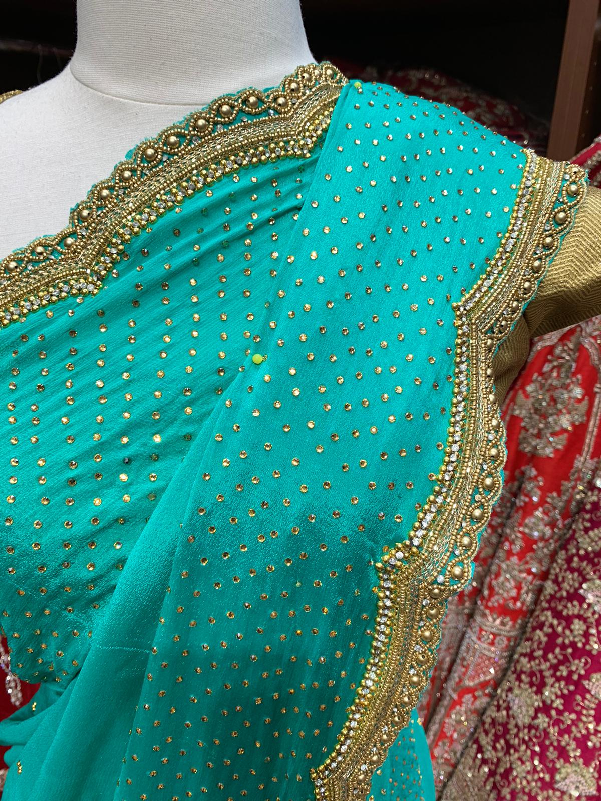 Dark Turquoise Saree PWS-084