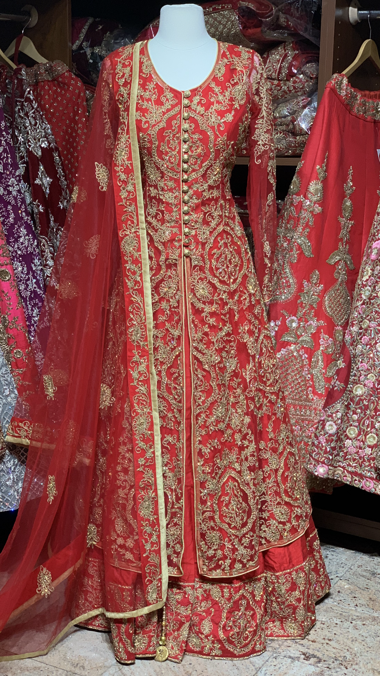 Red Size 38 Bridal Lacha