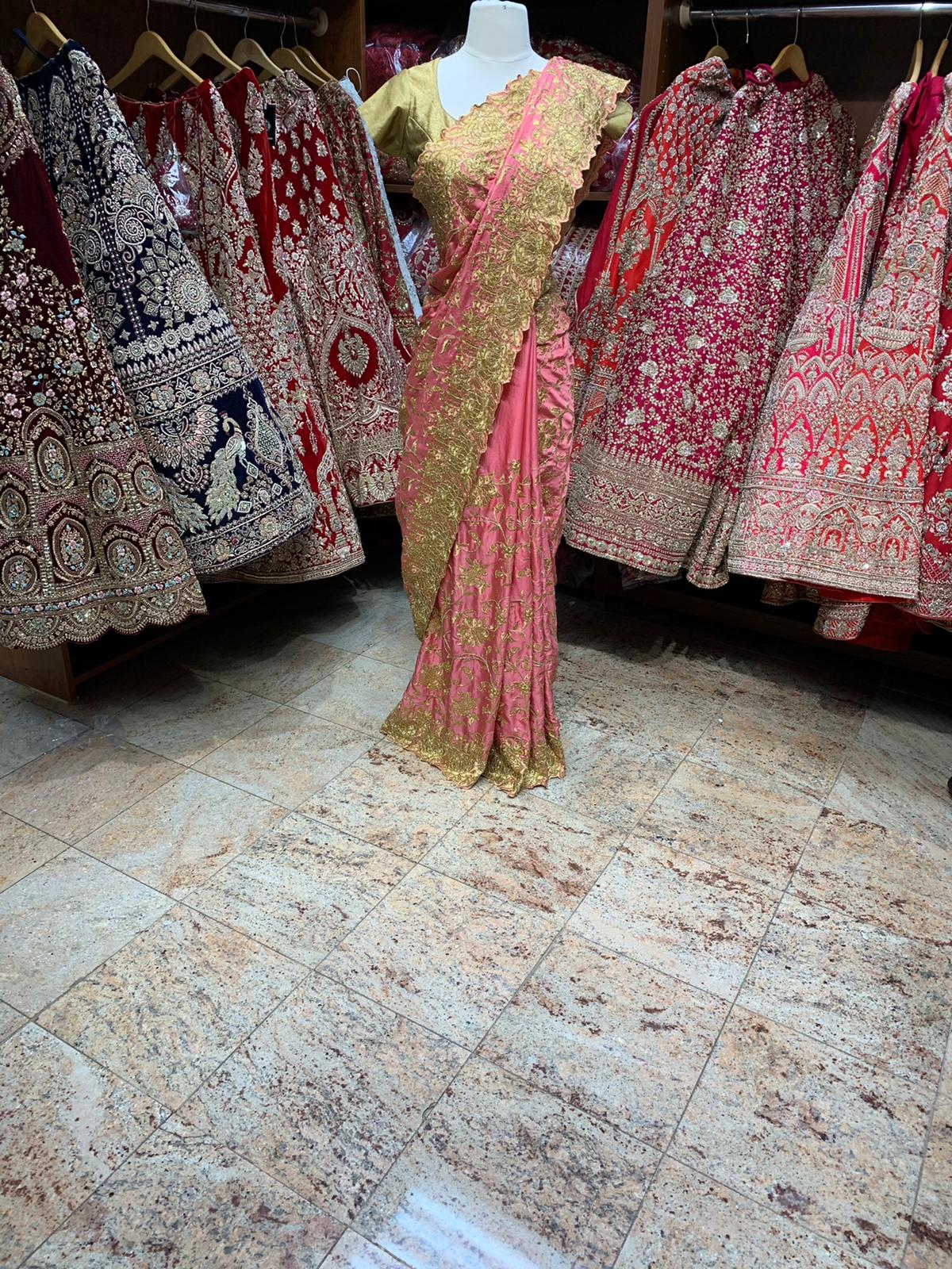 Salmon Pink Saree PWS-079