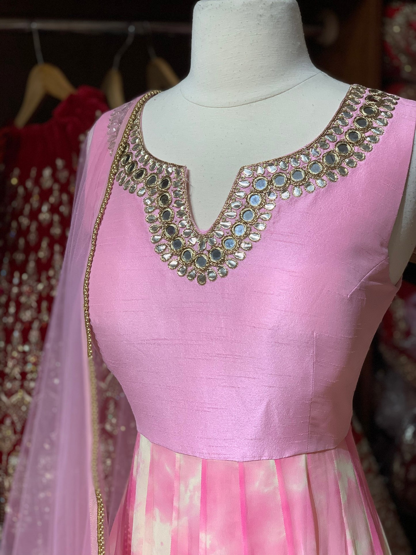 Pink Tie-Dye Size 38 Anarkali