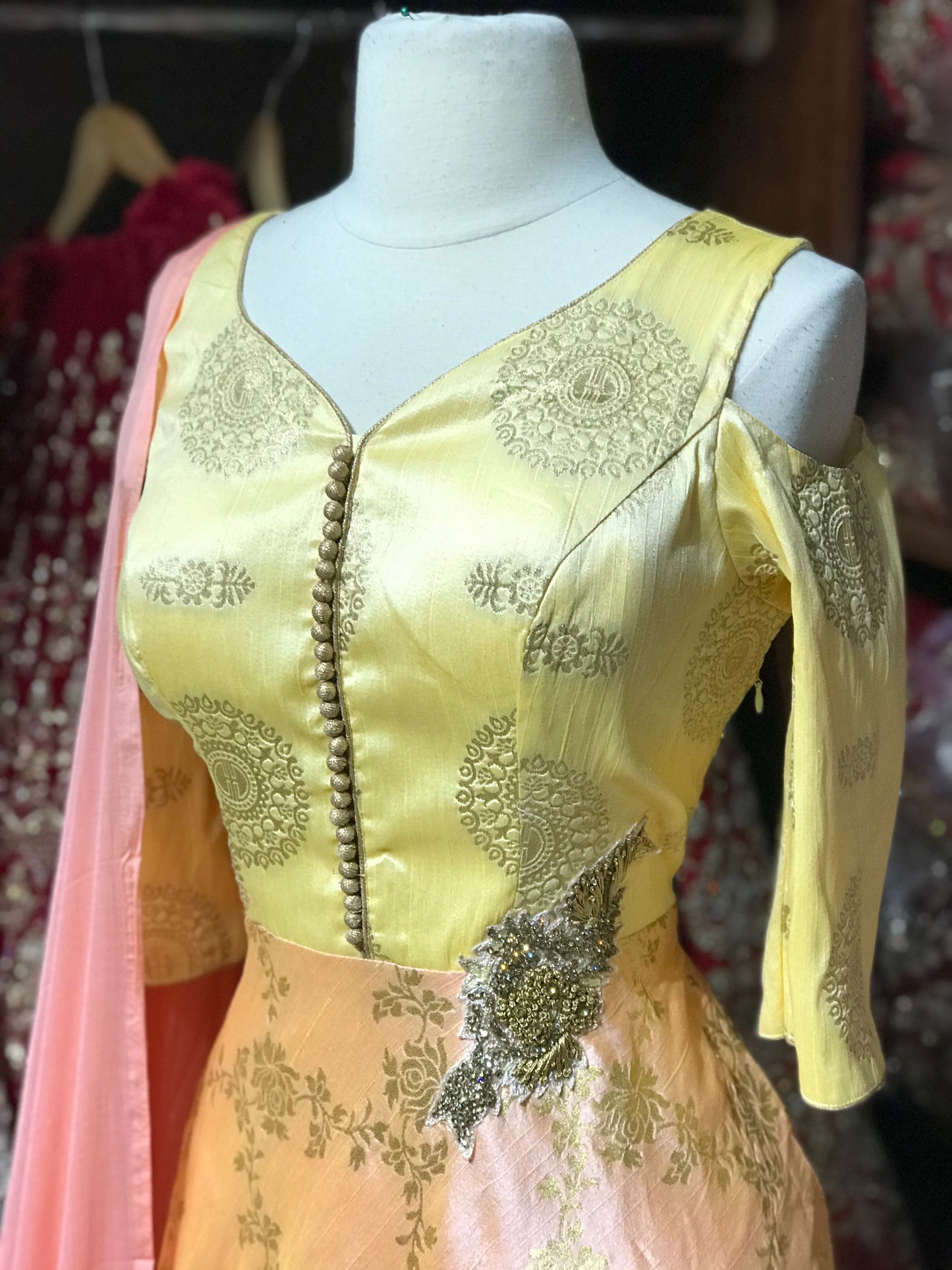 Yellow Peach XXL Anarkali