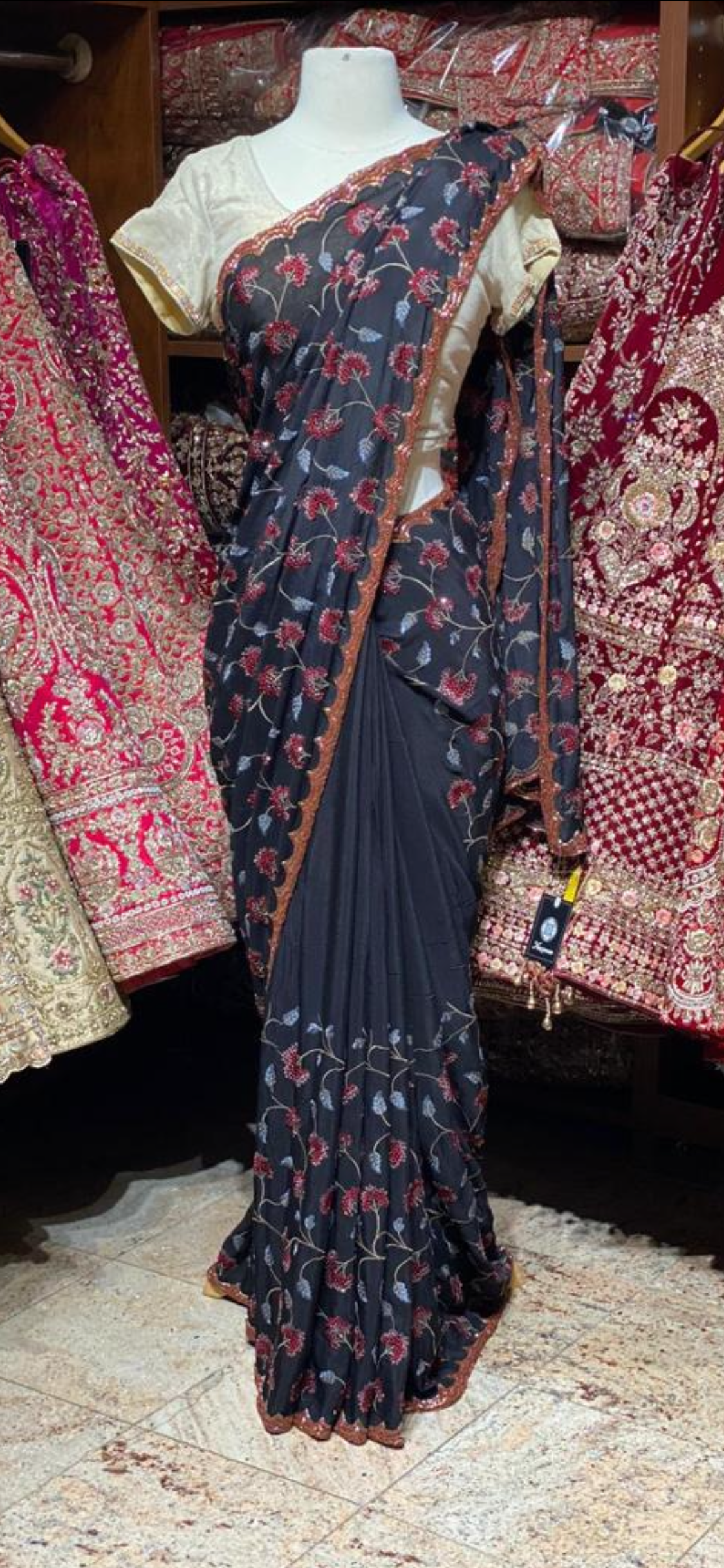 Black Crepe Saree
