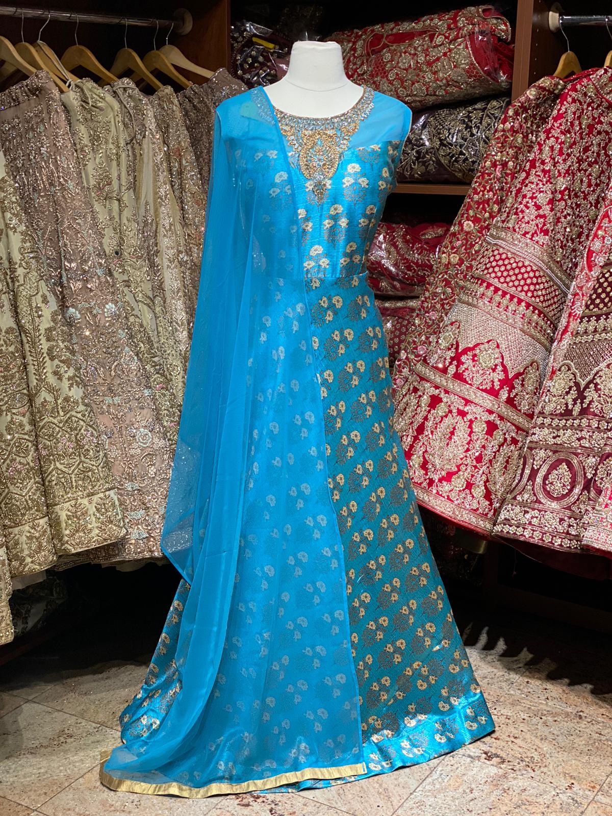 Deep Sky Blue XXL Anarkali PWA-012