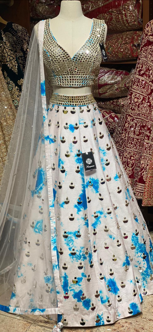 Shibori Blue Party Wear Lehenga PWL-059