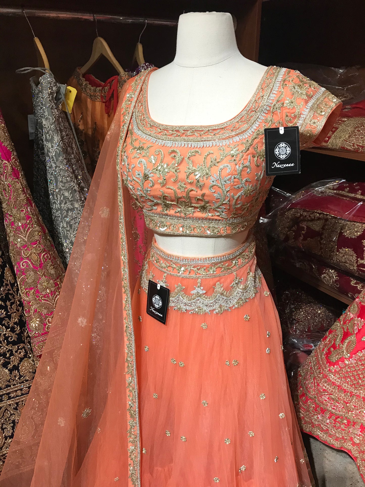 Orange Size 38 Tulle Lehenga