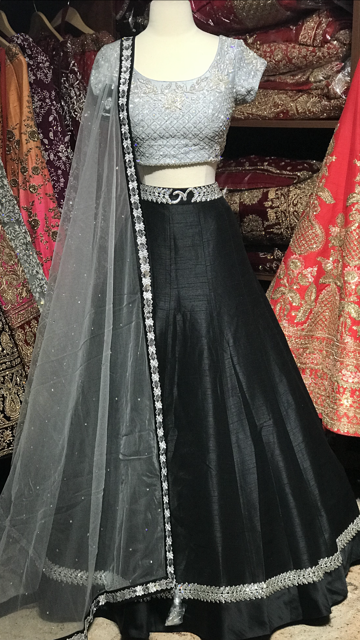 Black Grey Size 38 Lehenga