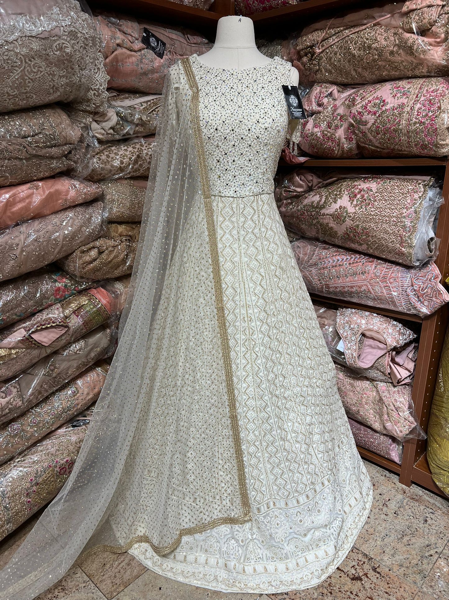 Ivory White Anarkali PWA-131