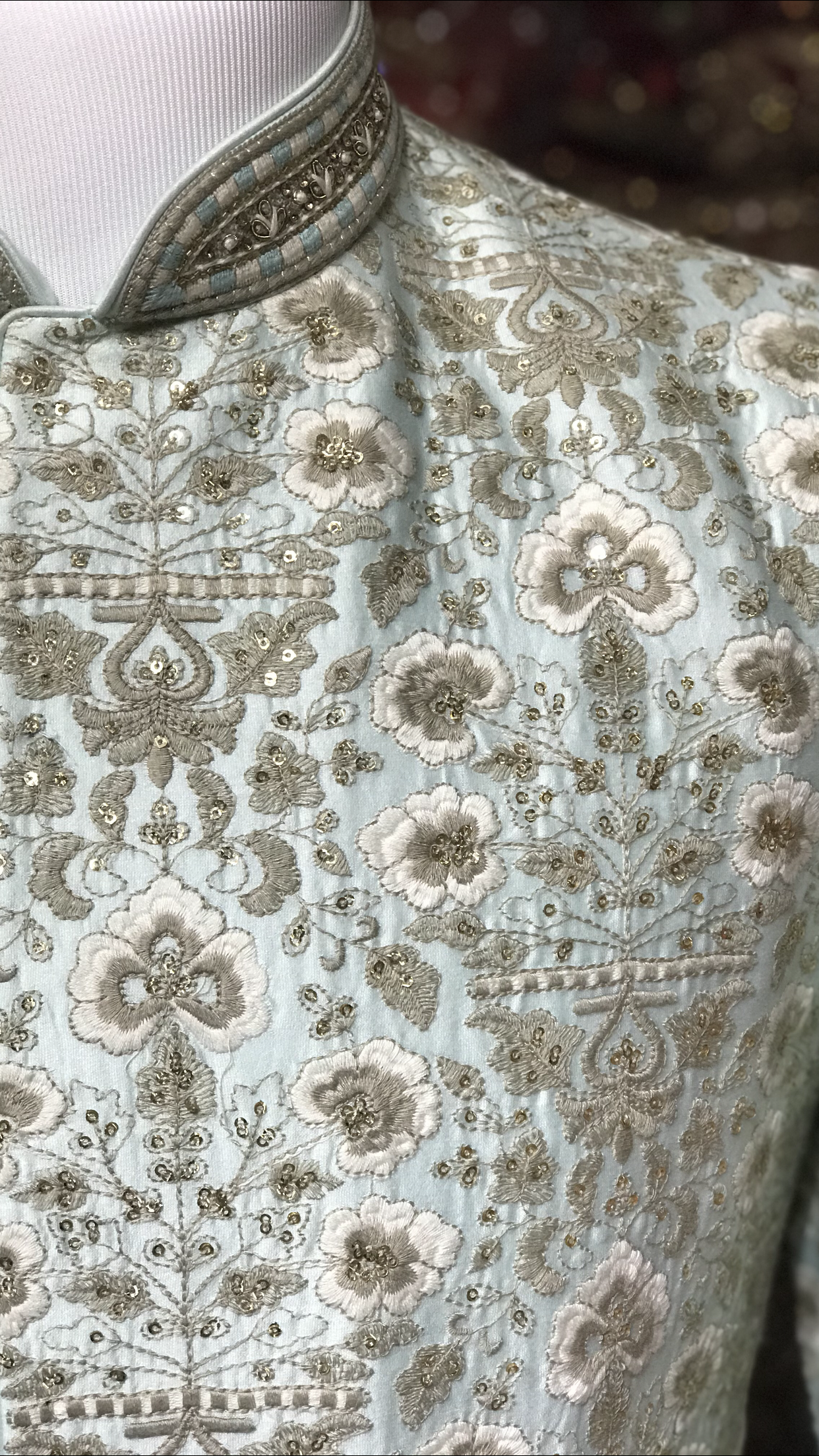 Light Blue Floral Sherwani