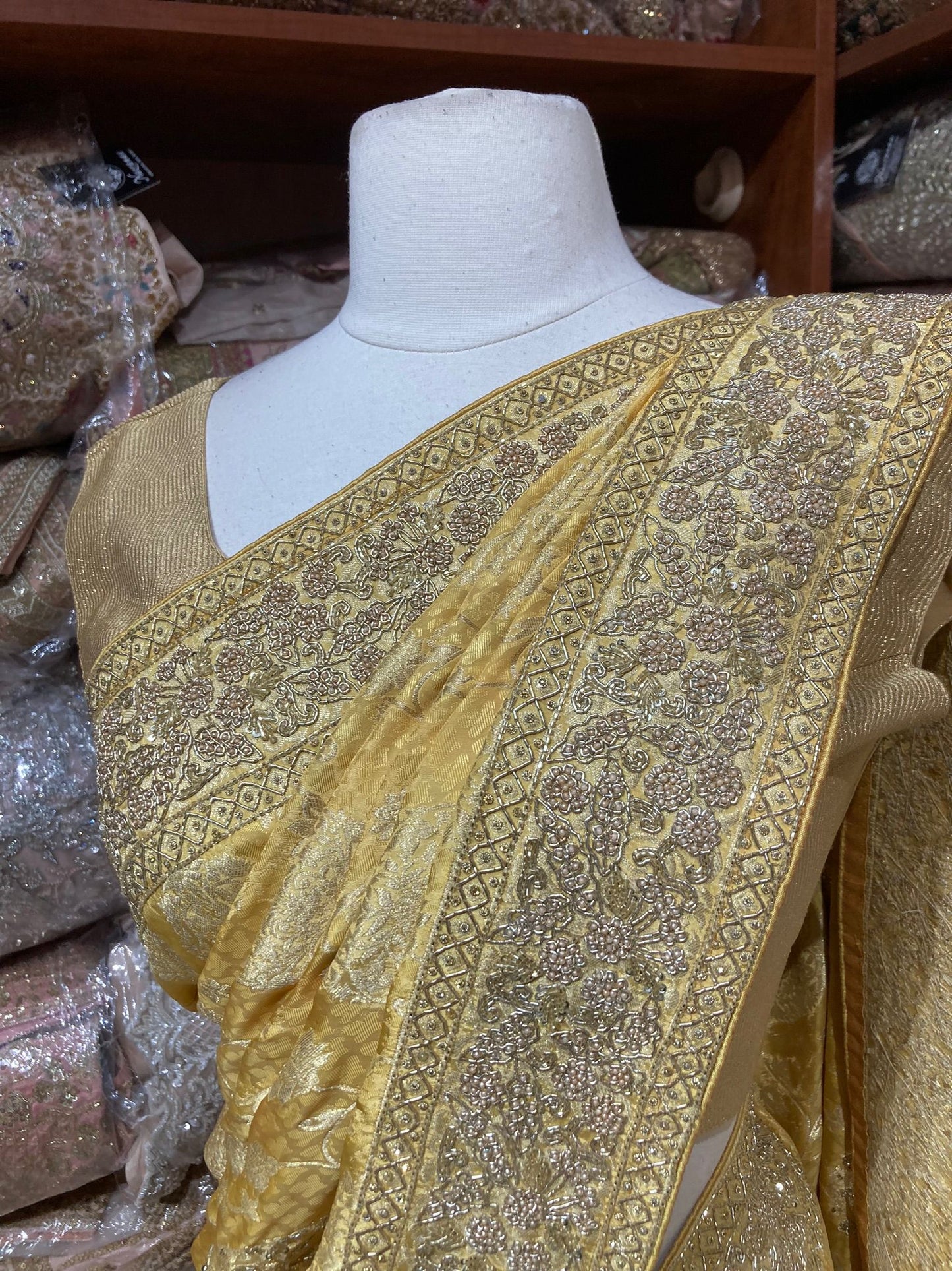 Saffron Yellow Saree PWS-188