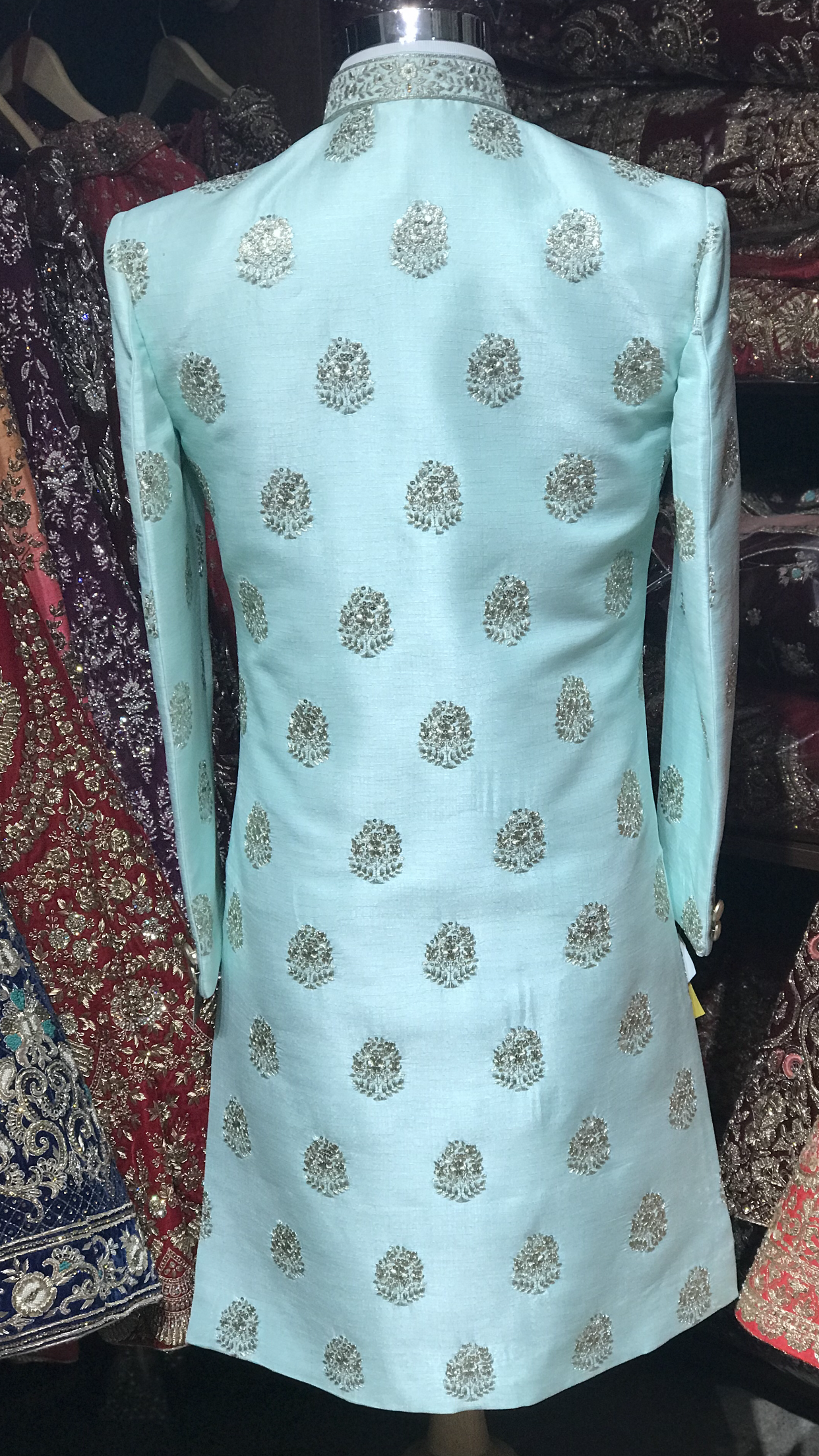 Blue Raw Silk Sherwani