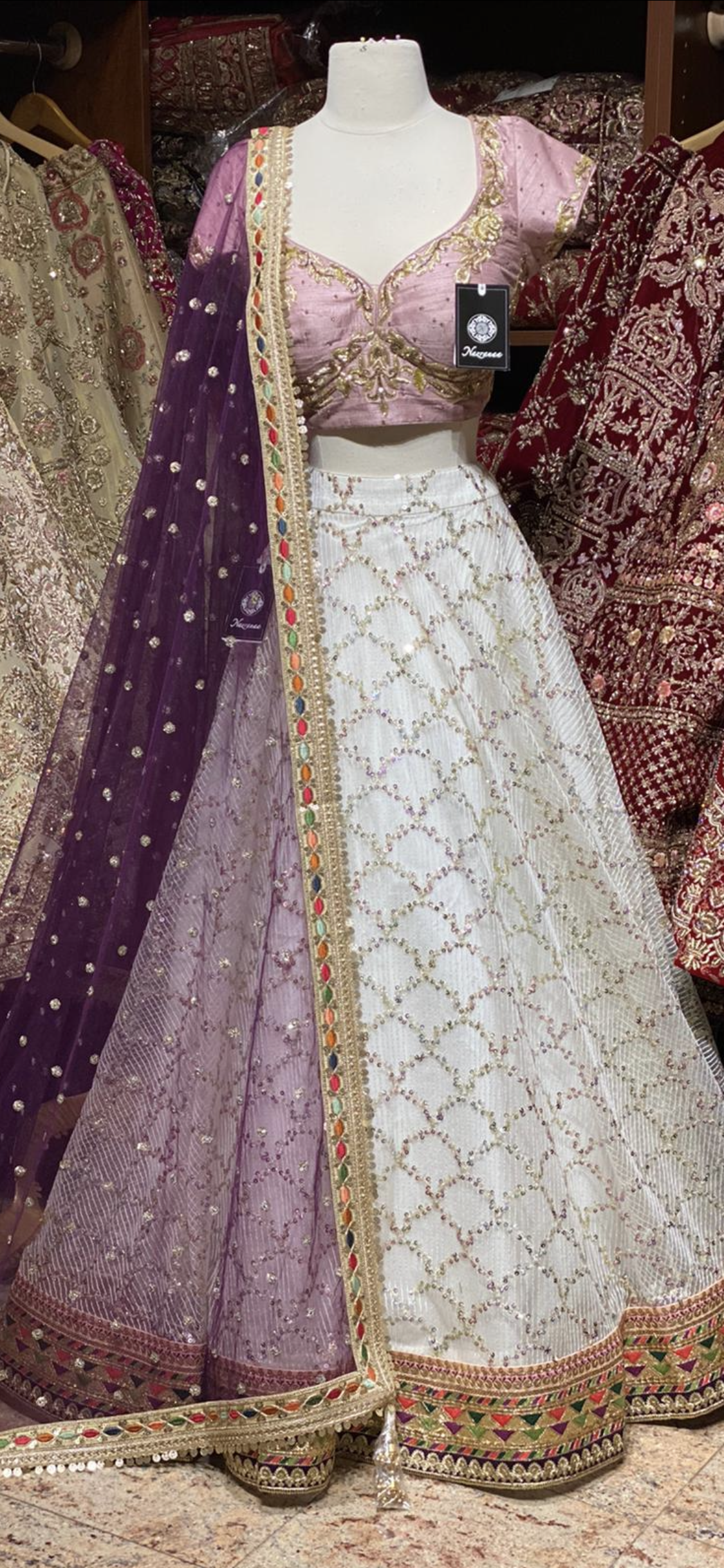 Macaroon Cream Size 38 Party Wear Lehenga