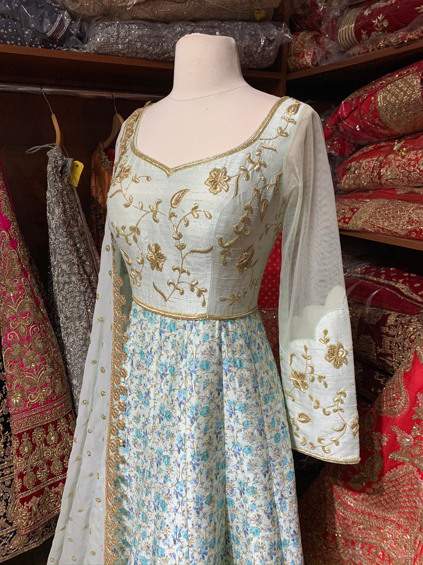 Pastel Blue Size 38 Floral Anarkali